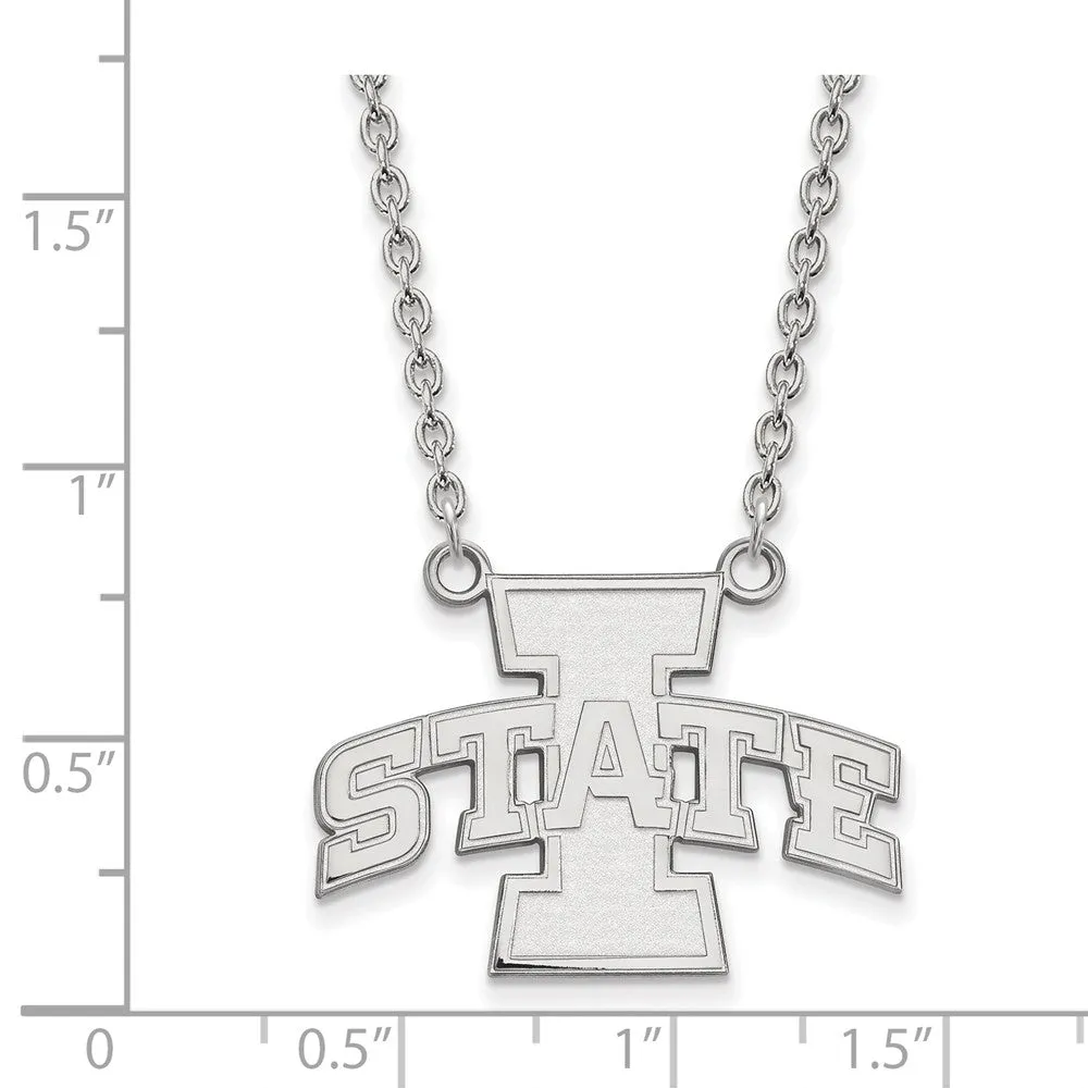 10k White Gold Iowa State 'I State' Pendant Necklace