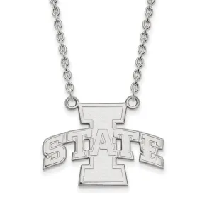 10k White Gold Iowa State 'I State' Pendant Necklace