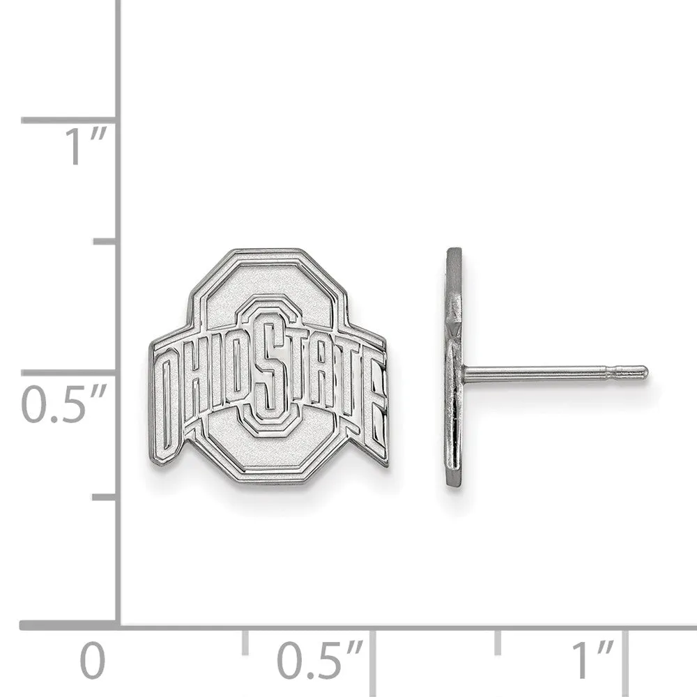 10k White Gold Ohio State University Small Post Earrings