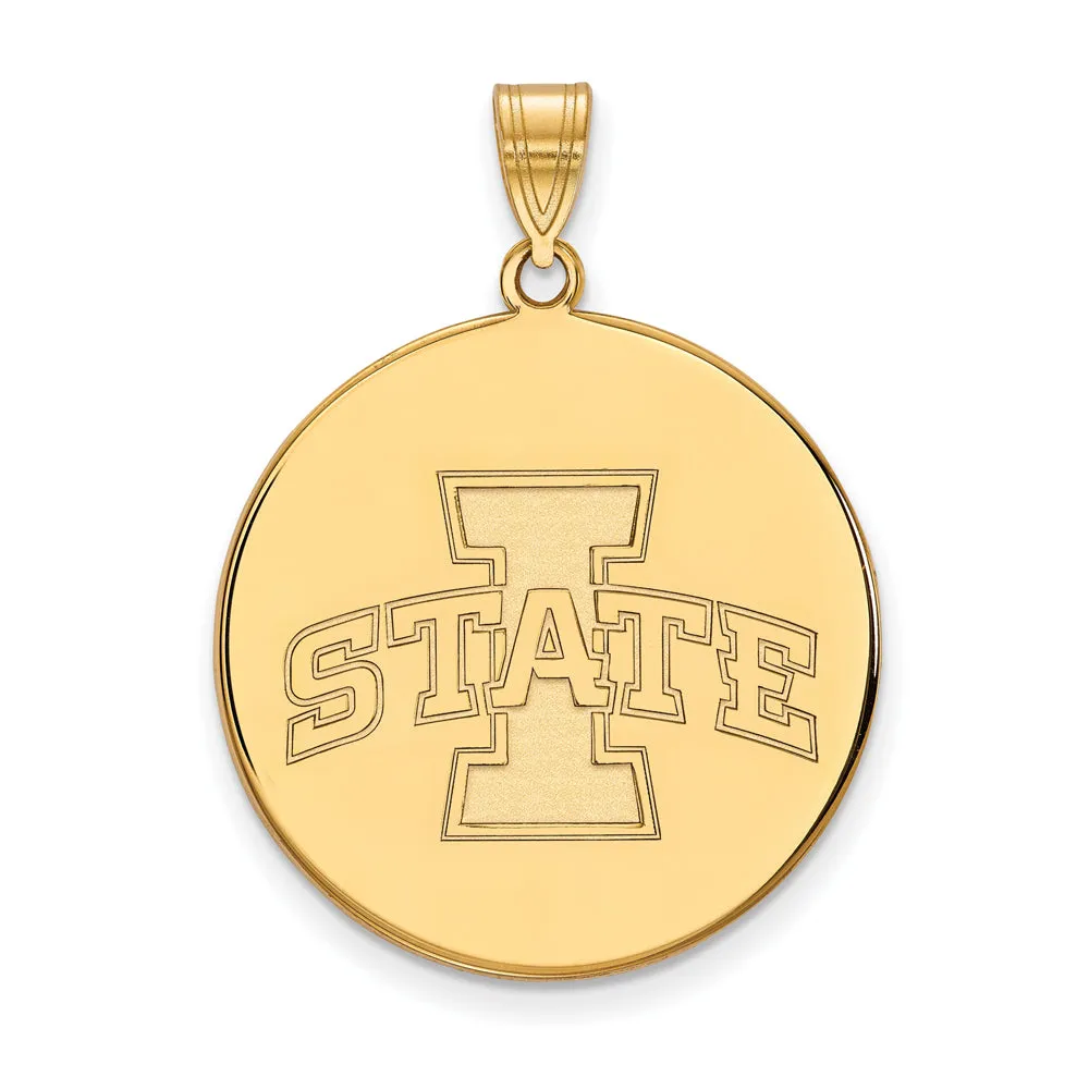 10k Yellow Gold Iowa State XL Disc Pendant