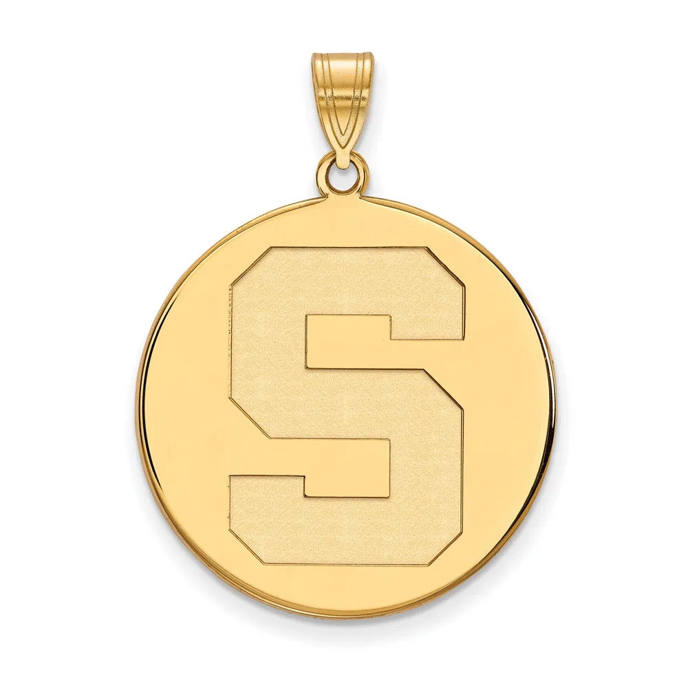 10k Yellow Gold Michigan State XL Initial S Disc Pendant