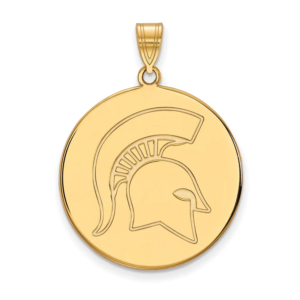 10k Yellow Gold Michigan State XL Logo Disc Pendant