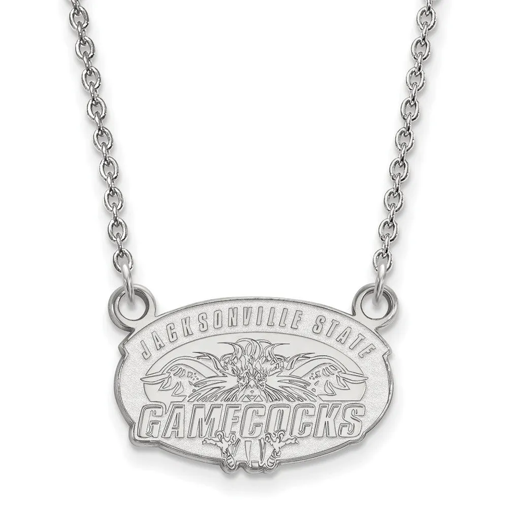 14k White Gold Jacksonville State Small Pendant Necklace