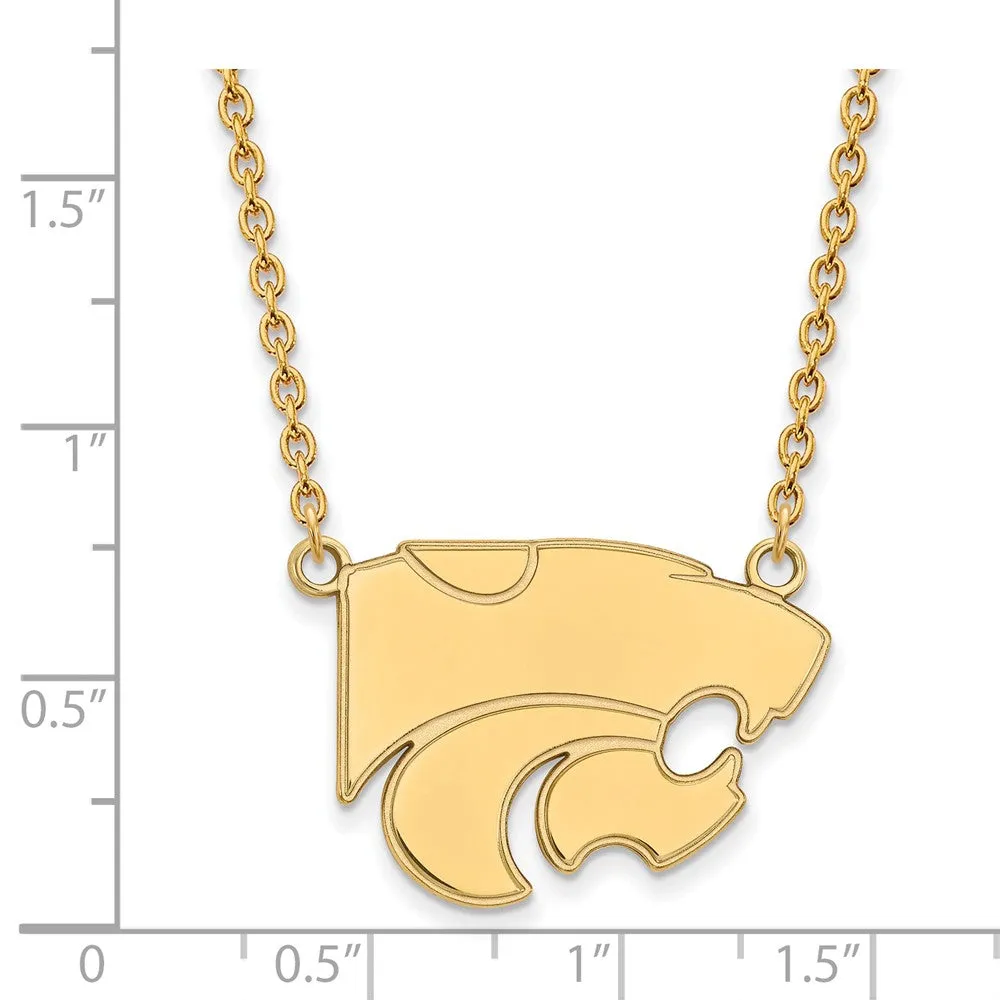 14k Yellow Gold Kansas State Large Pendant Necklace