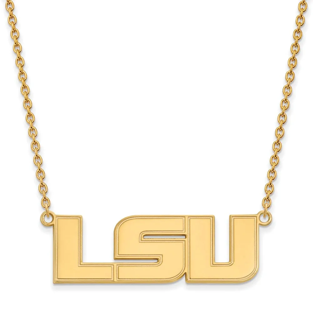 14k Yellow Gold Louisiana State Large Pendant Necklace