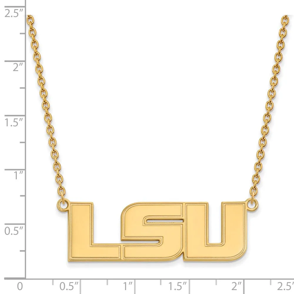 14k Yellow Gold Louisiana State Large Pendant Necklace