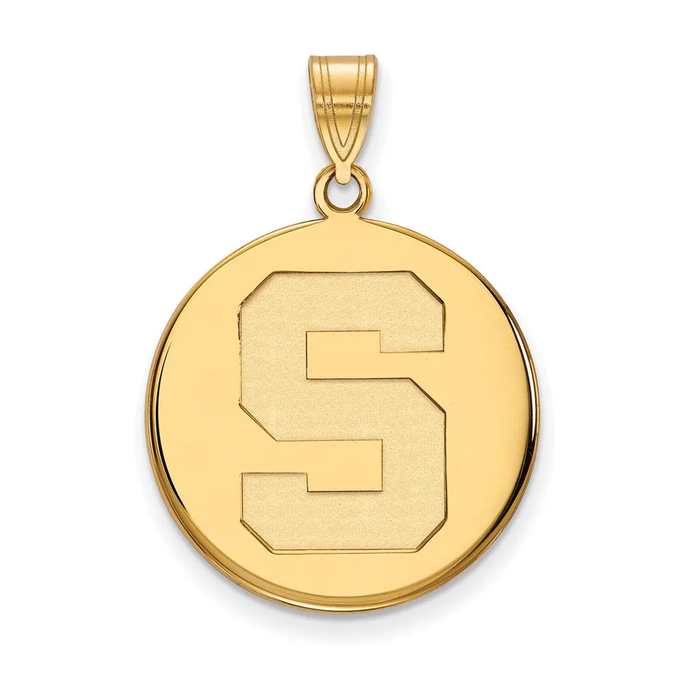 14k Yellow Gold Michigan State Large Initial S Disc Pendant