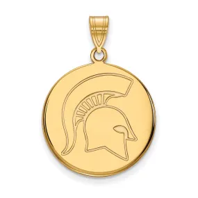 14k Yellow Gold Michigan State Large Logo Disc Pendant