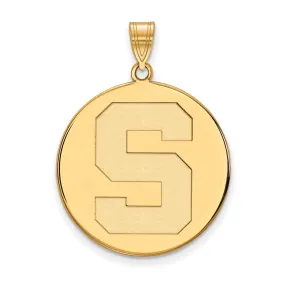 14k Yellow Gold Michigan State XL Initial S Disc Pendant