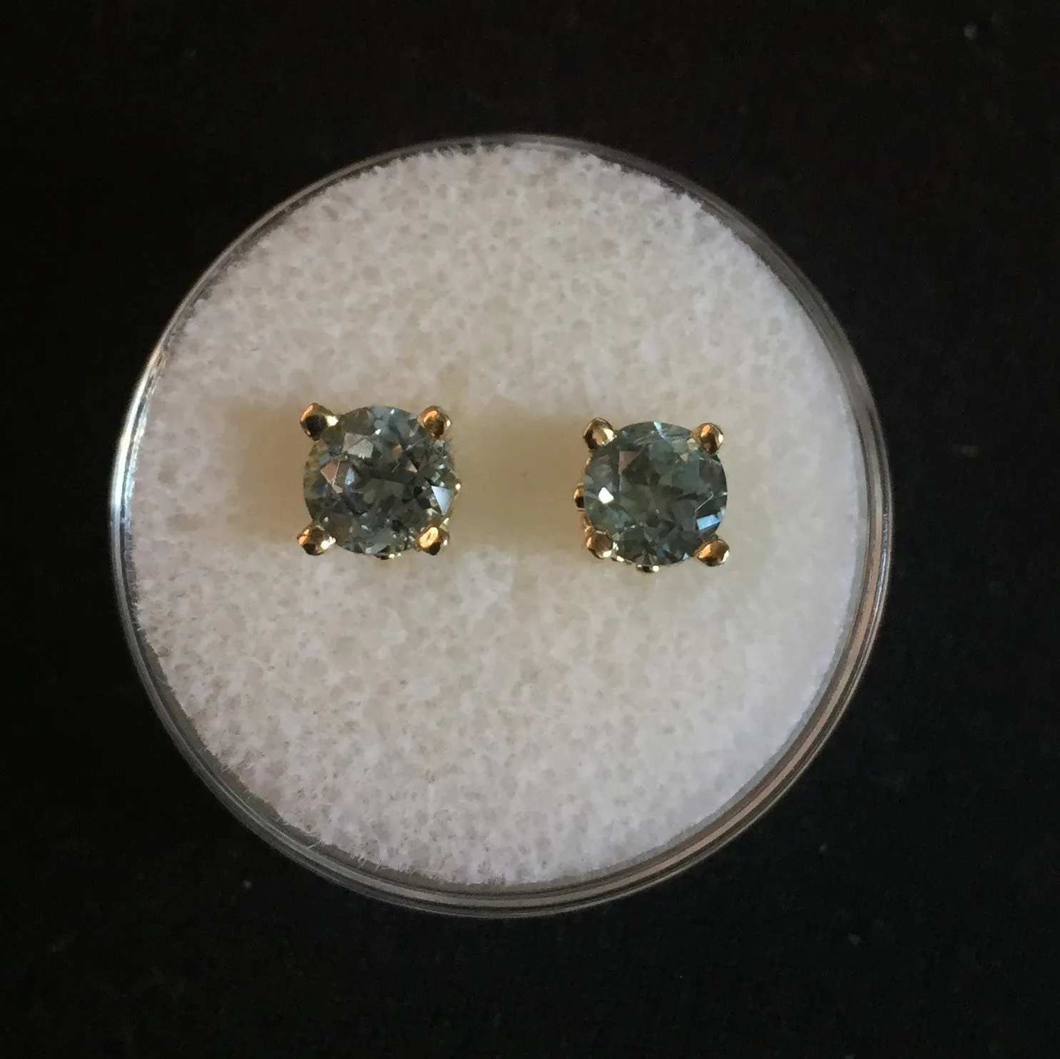 1.57 TCW STEEL BLUE SAPPHIRE EARRINGS IN 14K GOLD