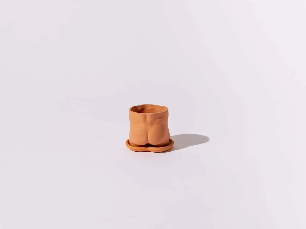 2.5" Mini Butt Pot with Saucer - Terra Cotta