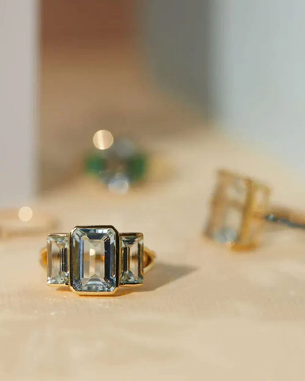 Aquamarine Tonal Deco Supreme Ring