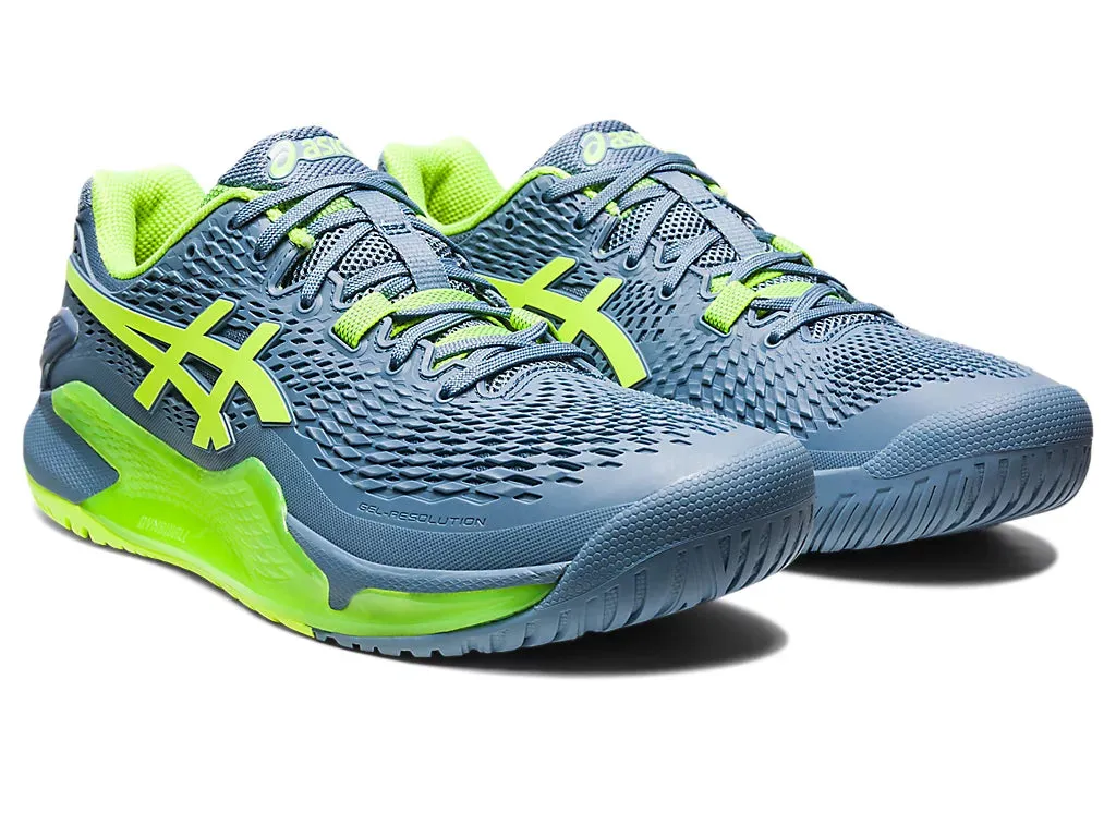 Asics Gel Resolution 9 Tennis Shoe - Steel Blue/Hazard Green