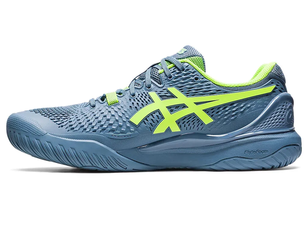 Asics Gel Resolution 9 Tennis Shoe - Steel Blue/Hazard Green