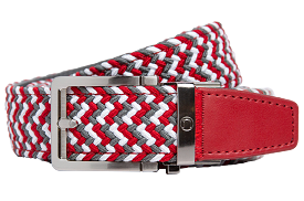 Braided Scarlet, Grey & White, 1 3/8 Strap, Golf Belt