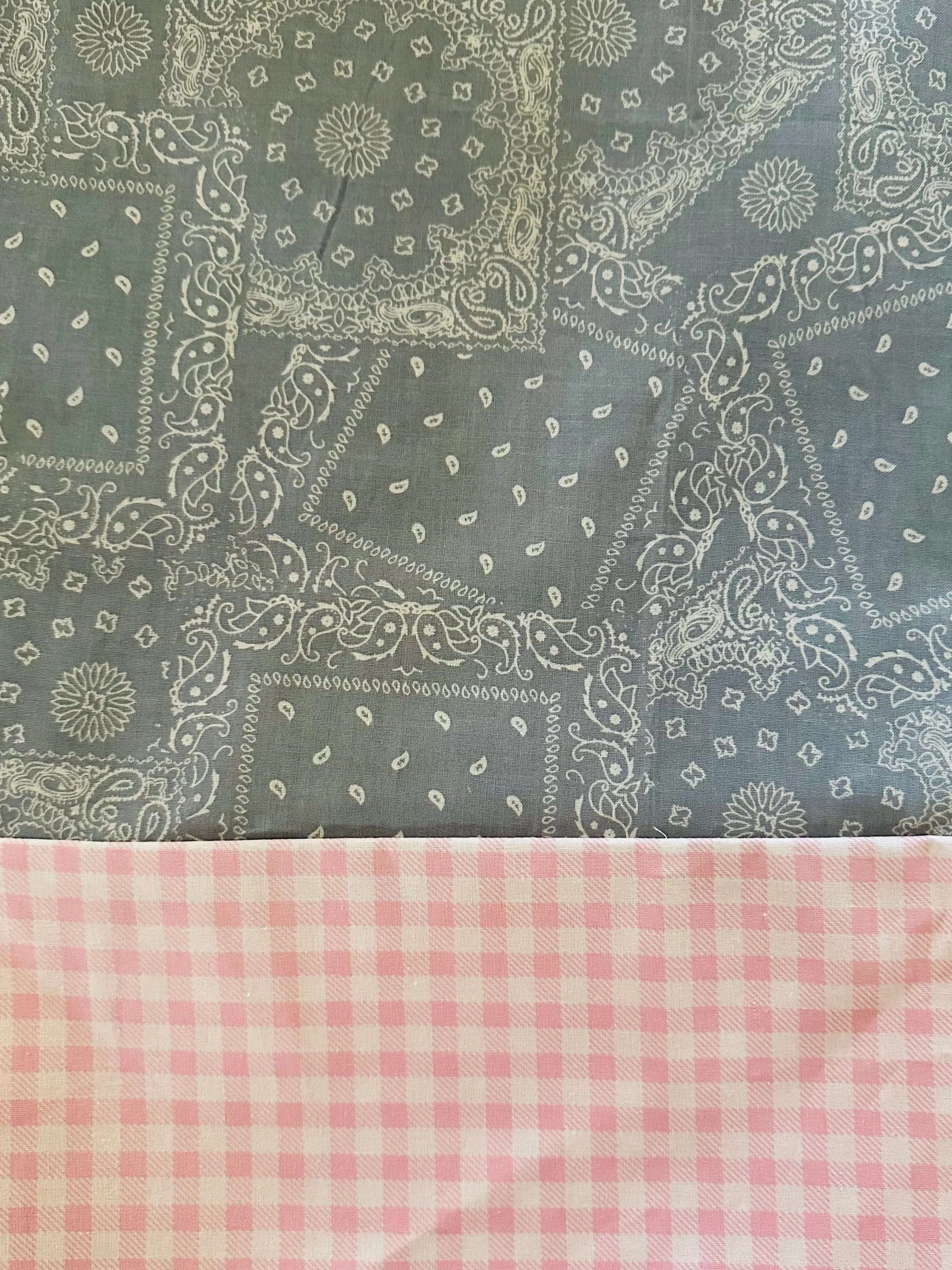 CAPRI Cotton - Steel Blue Bandana w/ Pink Gingham