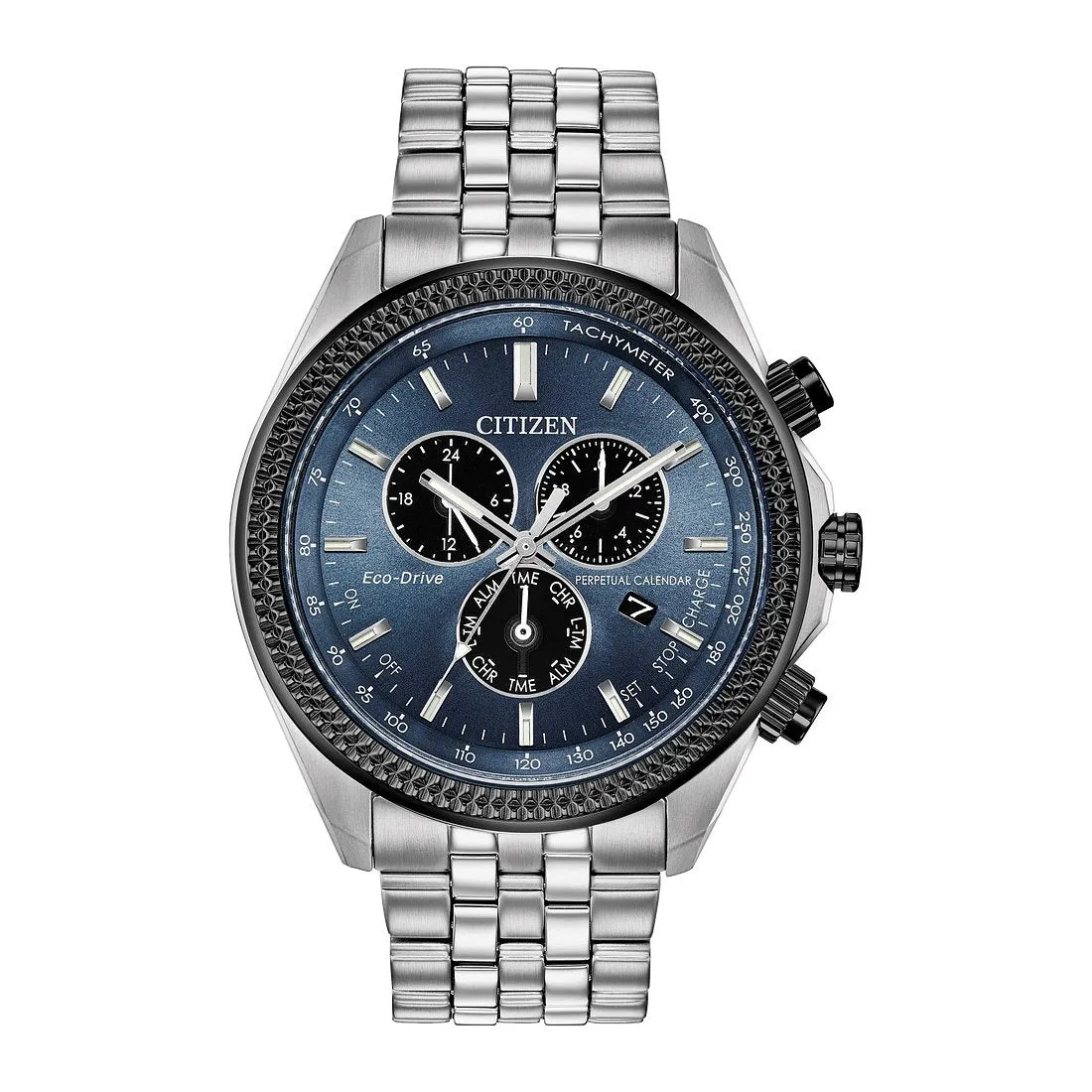 Citizen Classic Mens Eco Drive Chronograph Stainless Steel Blue Dial Watch