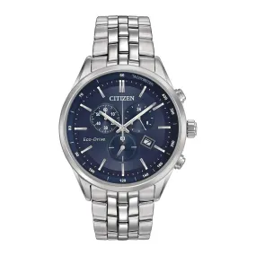 Citizen Corso Mens Eco Drive Chronograph Stainless Steel Blue Dial Watch