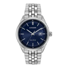 Citizen Corso Mens Eco Drive Stainless Steel Blue Dial Watch