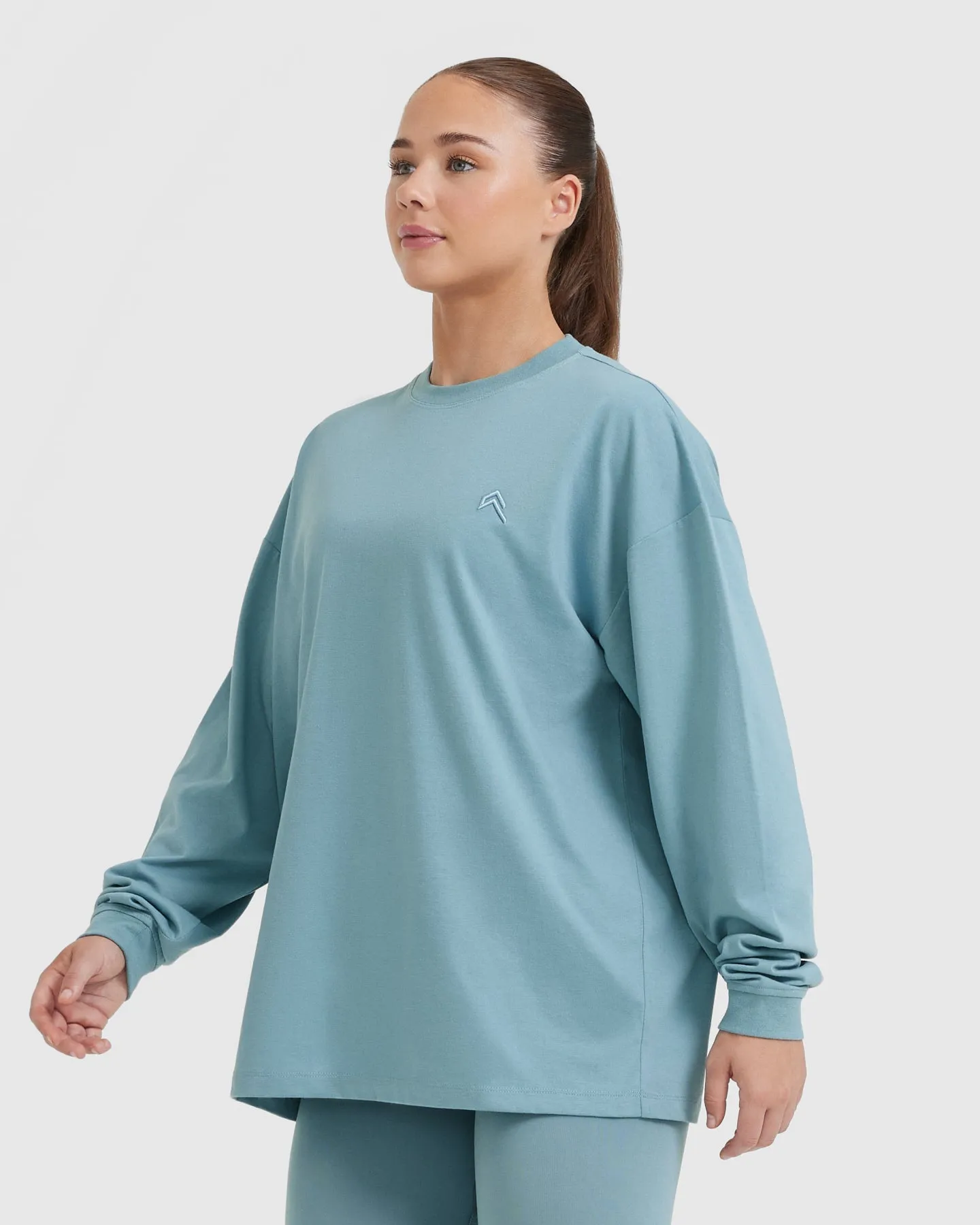 Classic Oversized Lightweight Long Sleeve Top | Steel Blue