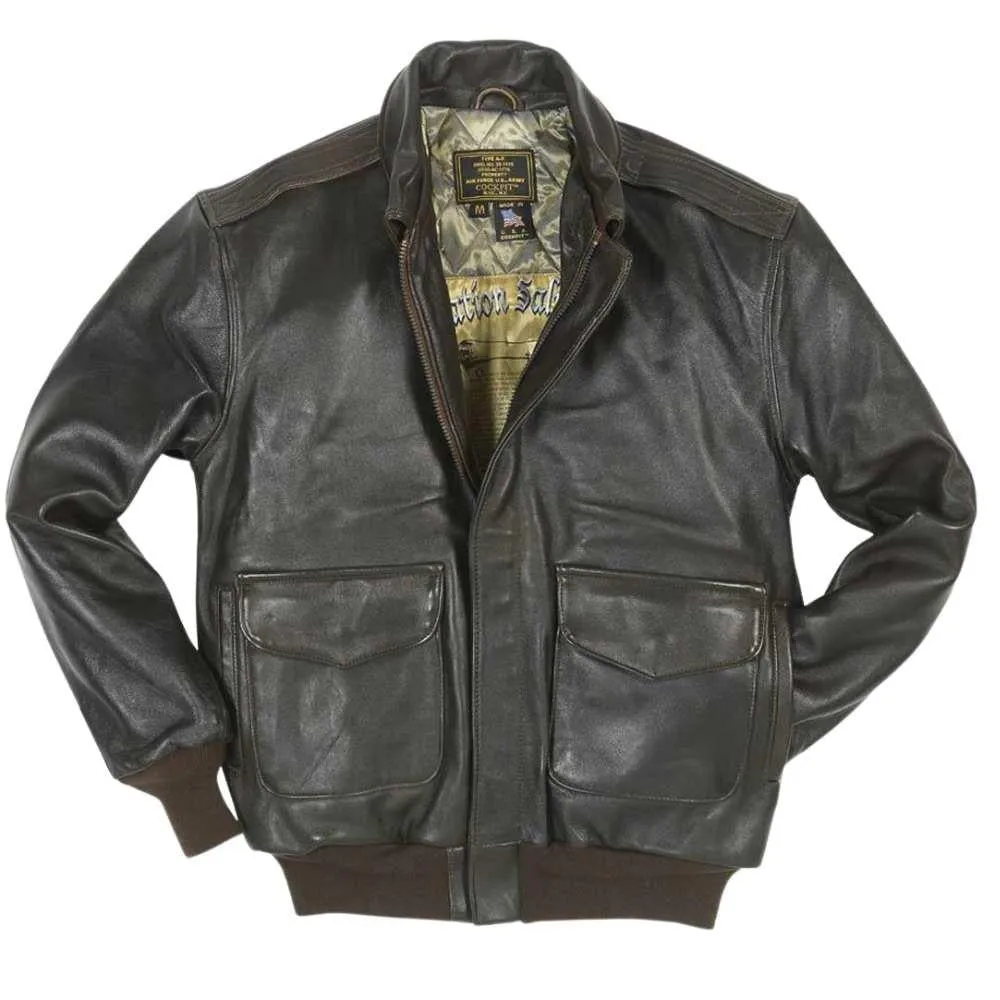 Cockpit USA Mens Antique Lambskin Leather A-2 Flight Jacket