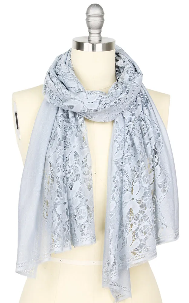 EAS9625 Lace Flower Pattern Oblong Scarf