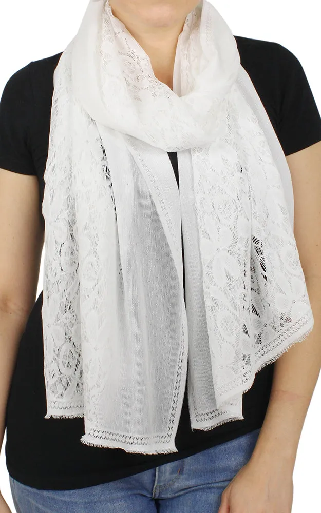 EAS9625 Lace Flower Pattern Oblong Scarf