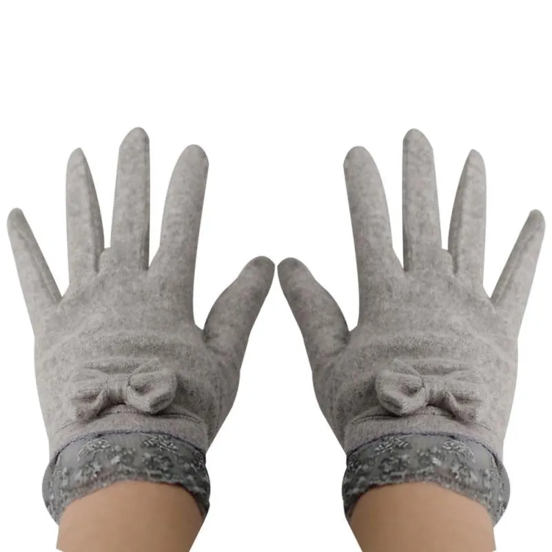 Feida 90% Wool10% cotton Butterfly Knot Soft And Warm Glove Outdoor Windproof gloves