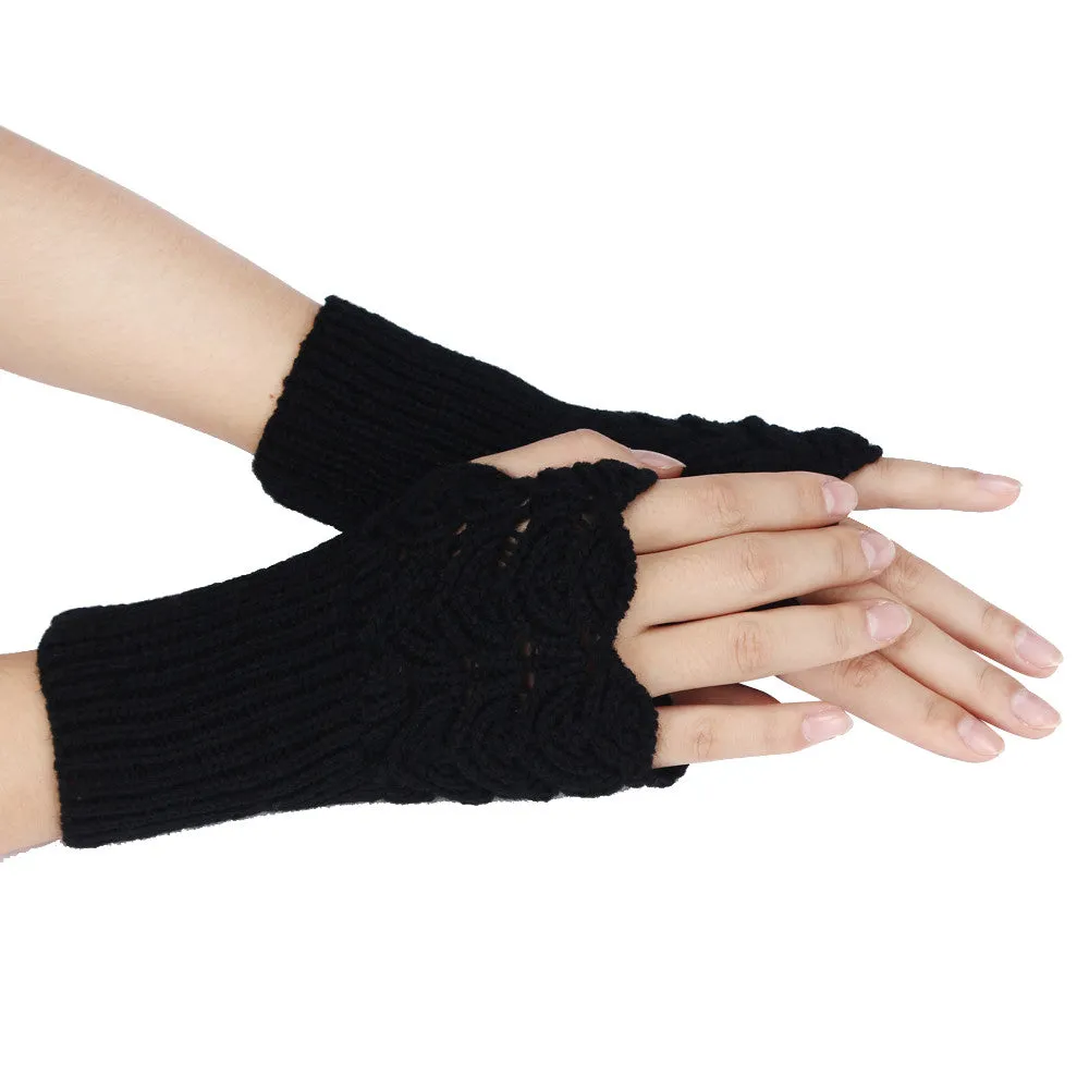 Feida Warm Brief Paragraph Knitting Half Fingerless Gloves Women Handschoenen