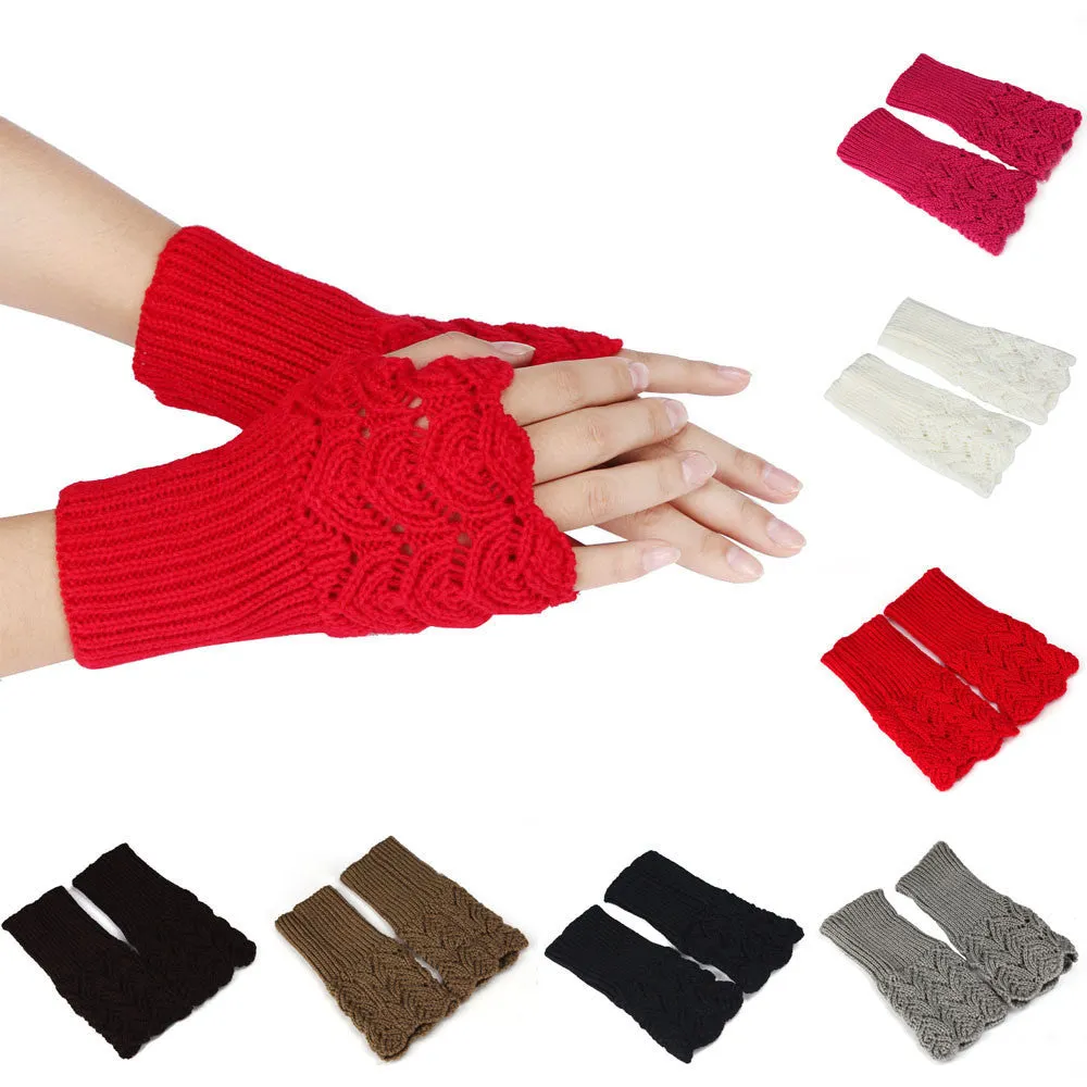 Feida Warm Brief Paragraph Knitting Half Fingerless Gloves Women Handschoenen