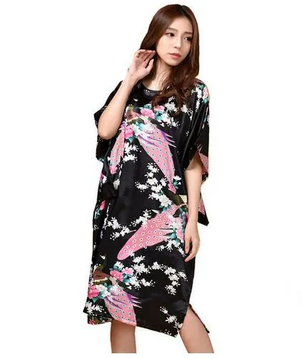 Female Satin Robe Dress Nightgown Women