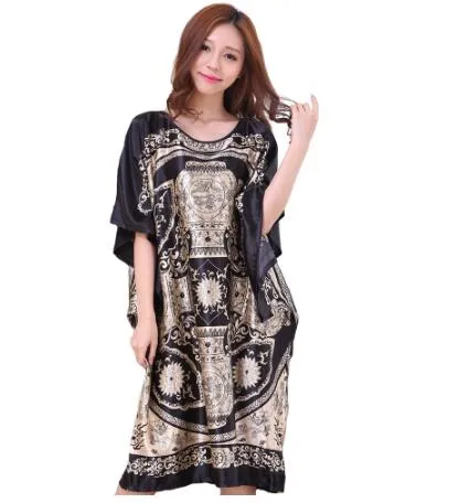 Female Satin Robe Dress Nightgown Women