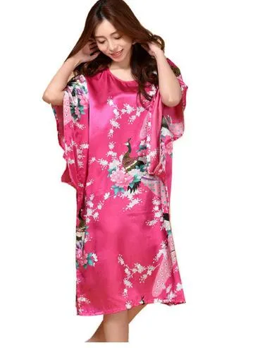 Female Satin Robe Dress Nightgown Women