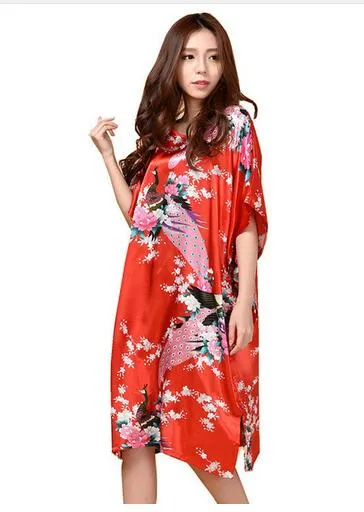 Female Satin Robe Dress Nightgown Women