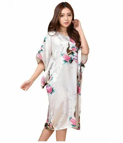 Female Satin Robe Dress Nightgown Women