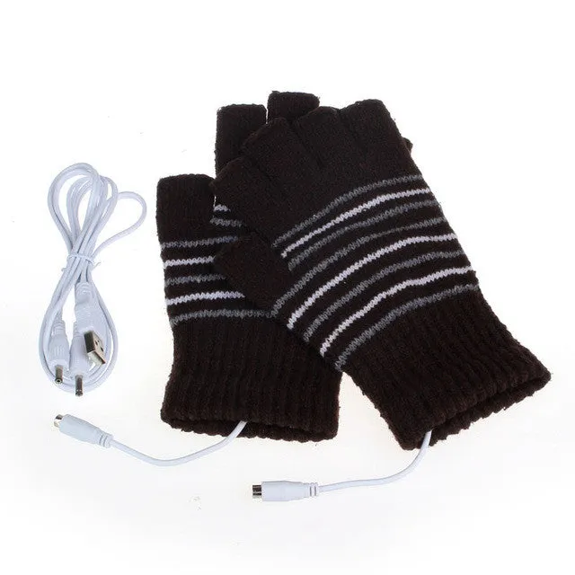 Free Shipping!New 5V USB Powered Heating Heated Winter Hand Warmer Gloves WashableAlice SM6