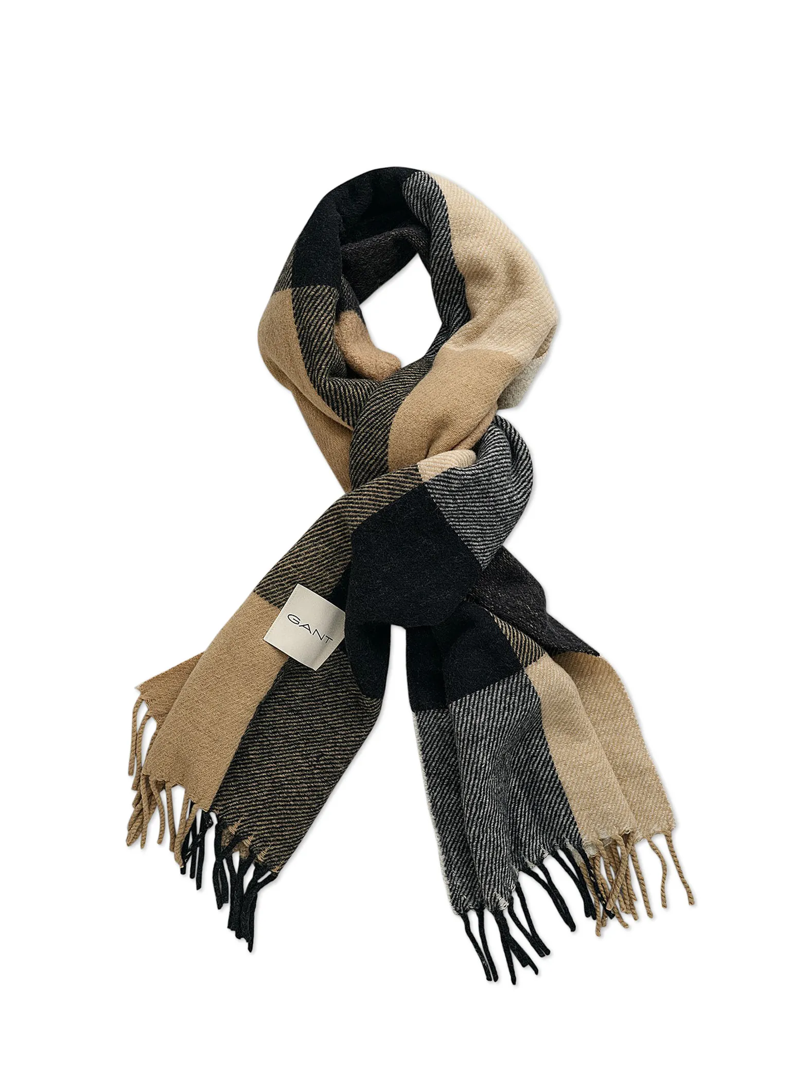 GANT SCARF CHECKED DARK KHAKI