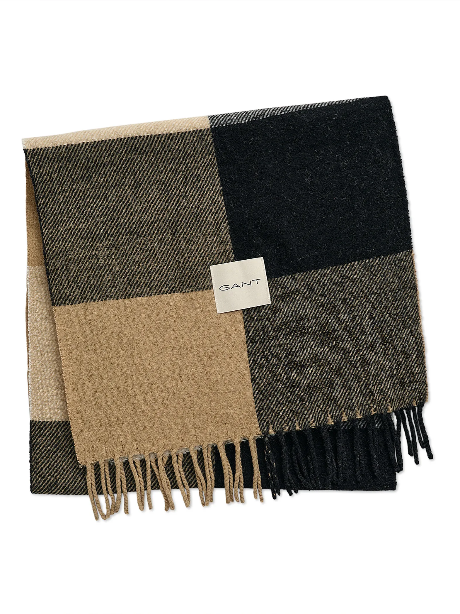 GANT SCARF CHECKED DARK KHAKI