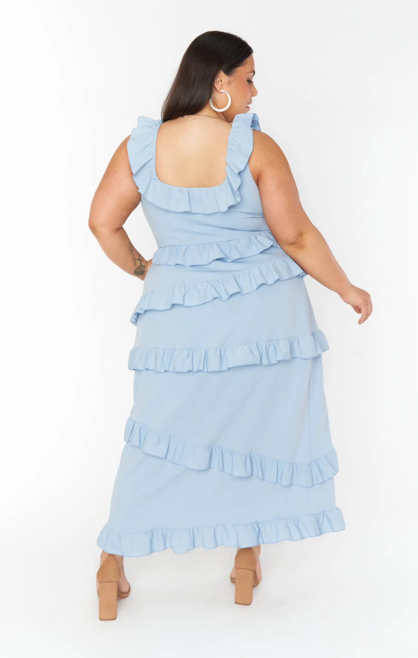 Greta Dress ~ Steel Blue Stretch