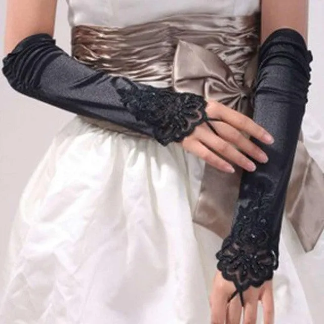 Hot Selling Women gloves For Gloves With Nice Beadings Elbow Length Gloves For Women Female Gloves SM6