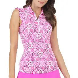 IBKUL Polo S/less with Ruffles Terra Pink