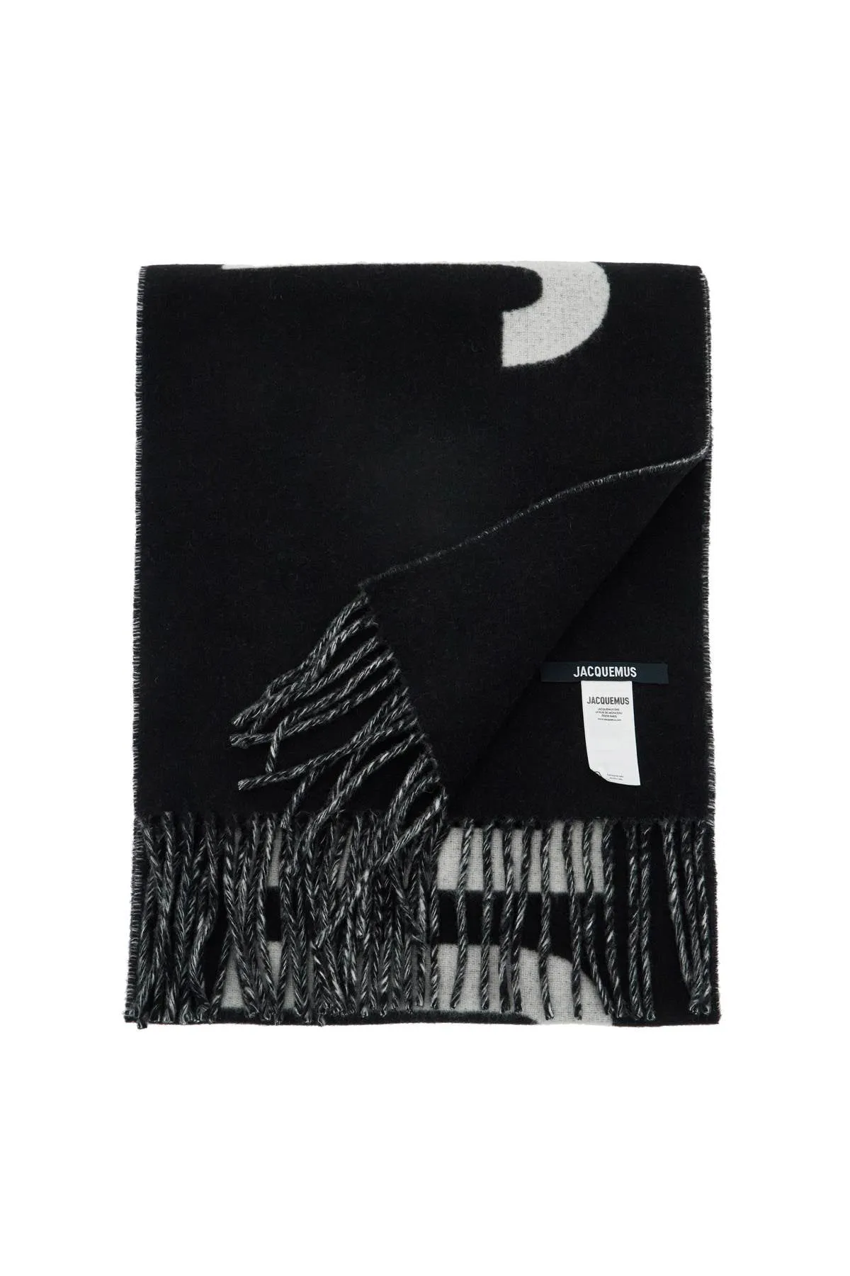 Jacquemus Logo Wool Scarf   Black