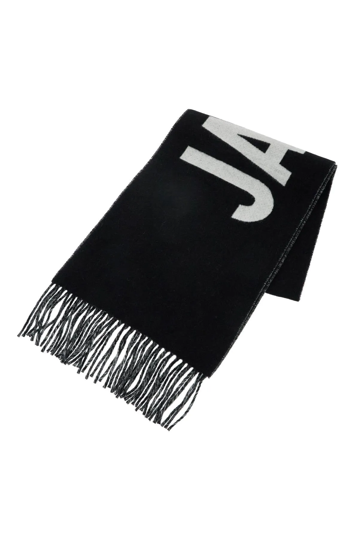 Jacquemus Logo Wool Scarf   Black