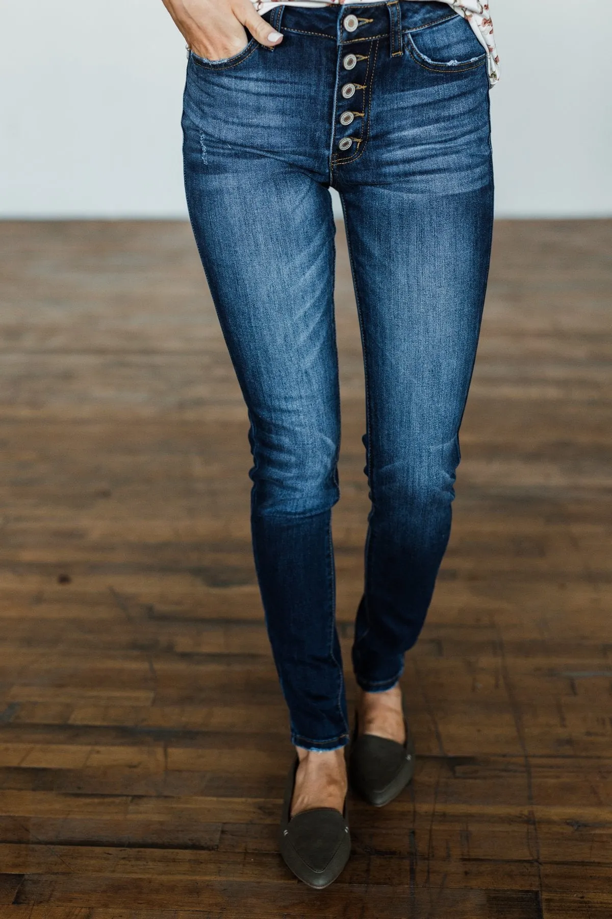 KanCan Button Fly Skinny Jeans- Rylie Wash