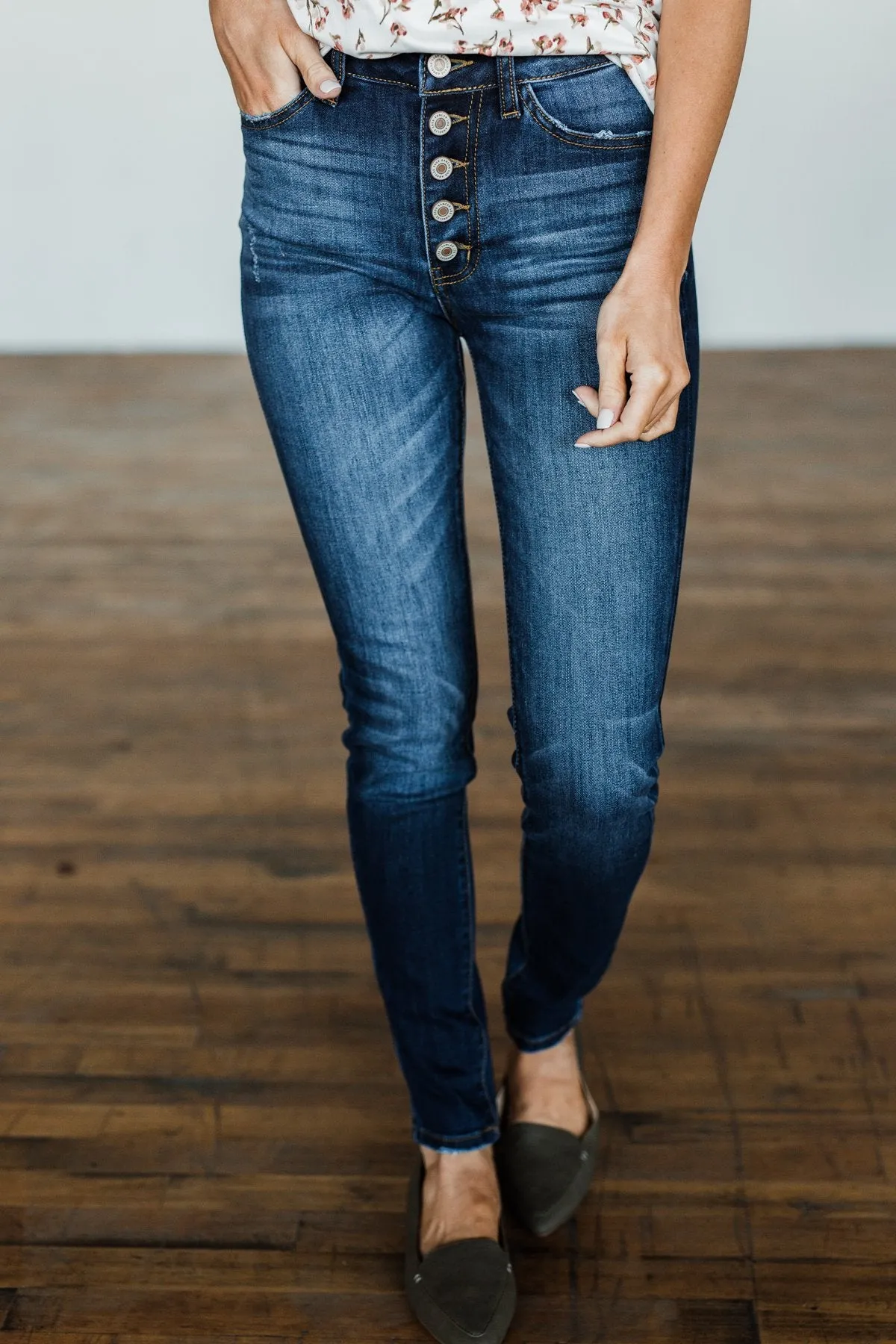 KanCan Button Fly Skinny Jeans- Rylie Wash