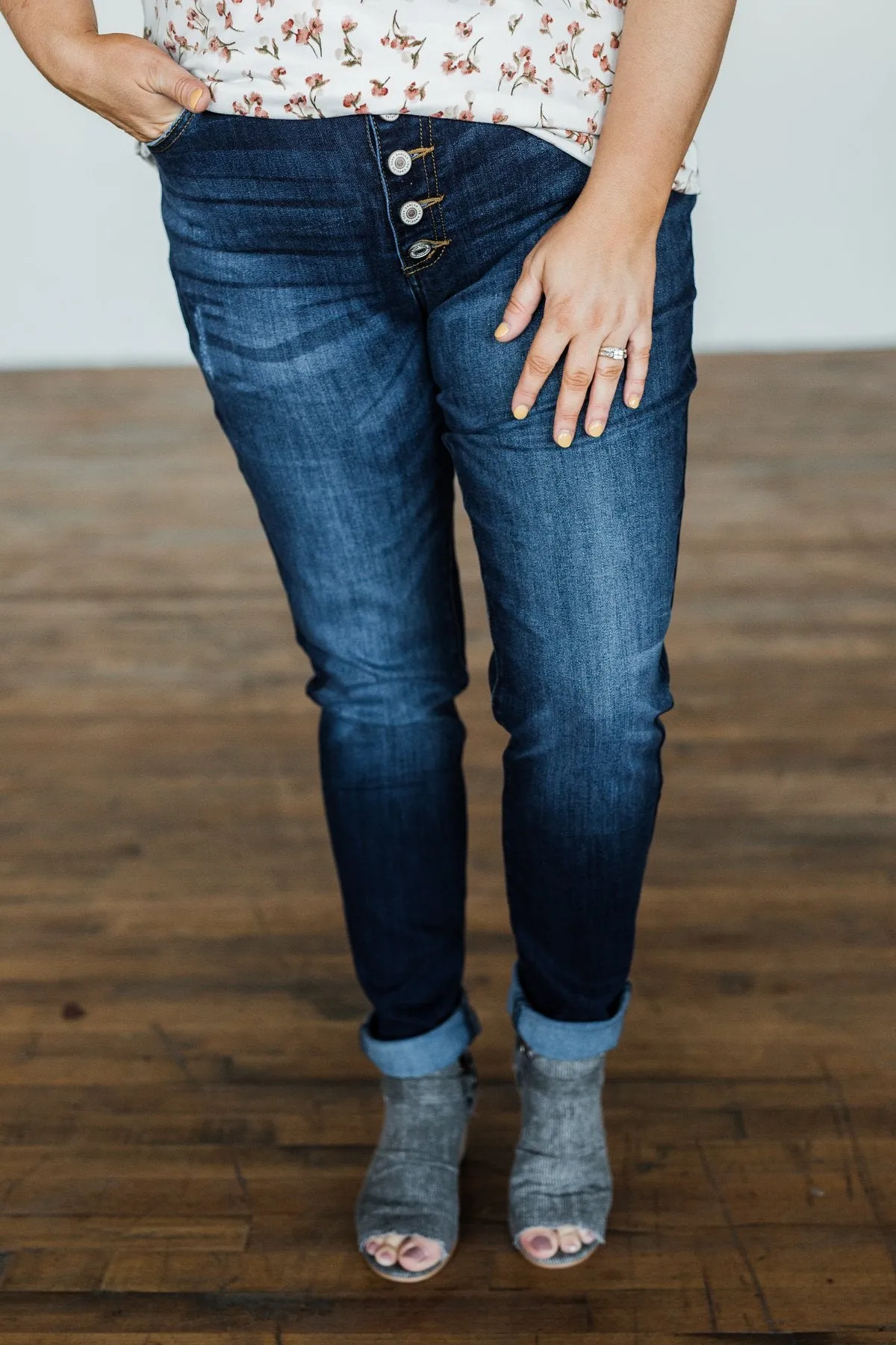 KanCan Button Fly Skinny Jeans- Rylie Wash