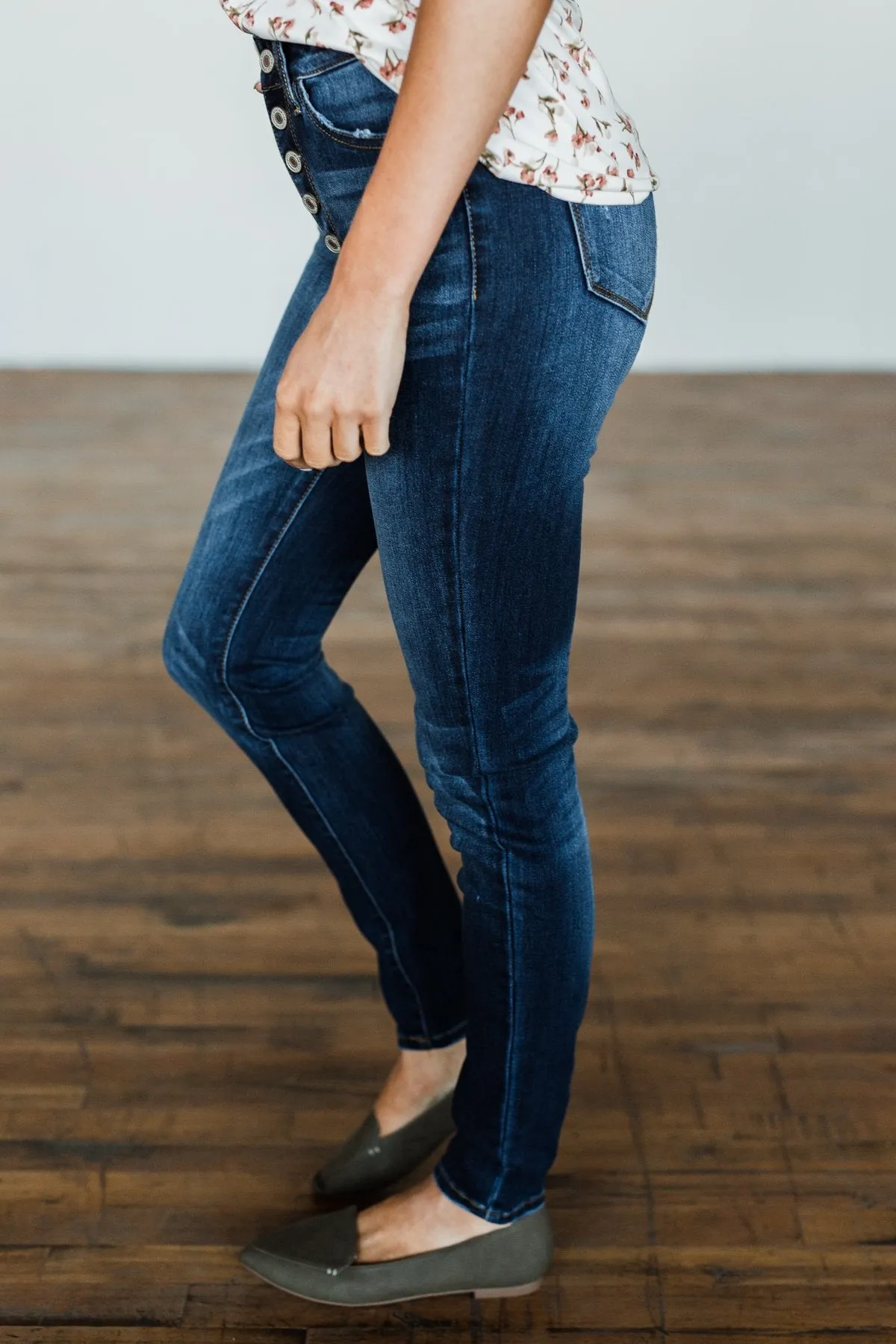 KanCan Button Fly Skinny Jeans- Rylie Wash