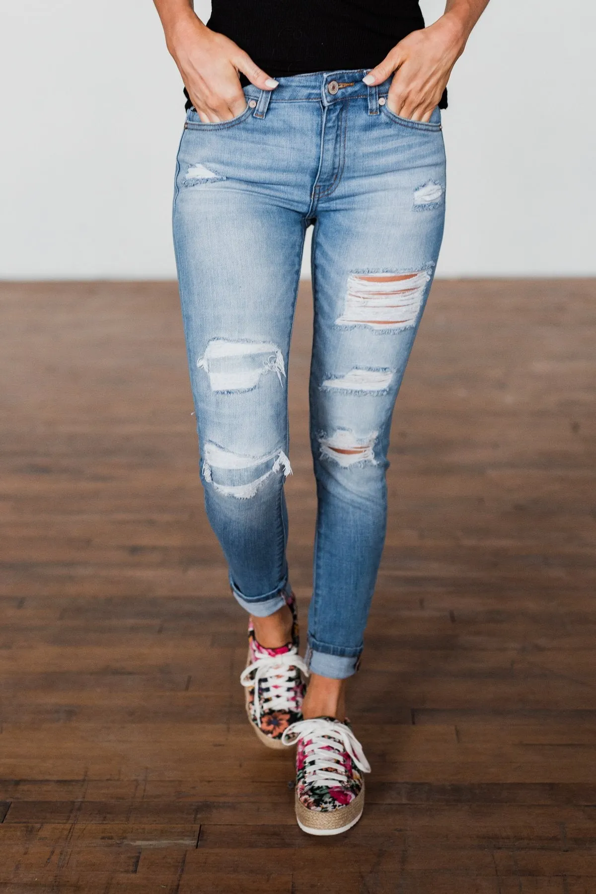 KanCan Distressed Skinny Jeans- Rosalie Wash