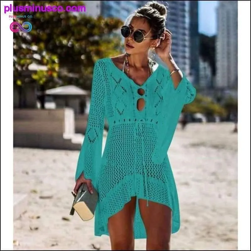 Knitting Swimwear Mesh Sexy Tunic Robe Cover Up Bikini