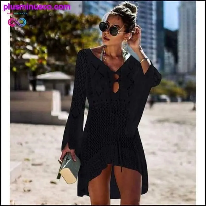 Knitting Swimwear Mesh Sexy Tunic Robe Cover Up Bikini